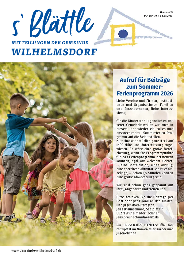 Mitteilungsblatt 23-2026 Gemeinde Wilhelmsdorf